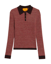 Chevron Long Sleeve Shrunken Polo