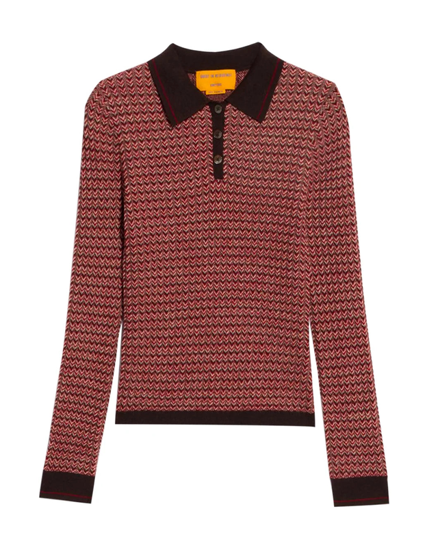 Chevron Long Sleeve Shrunken Polo