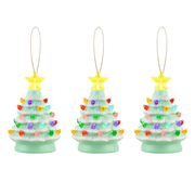 5 in. Set of 3 Nostalgic Ceramic Tree Ornaments - Seafoam