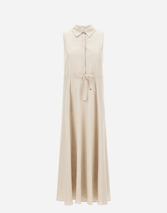 Linen Sleeveless Drawstring Dress