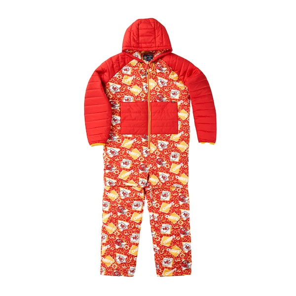 Men's Chubbies Red Kansas City Chiefs Full-Zip Hooded Puffer Bodysuit