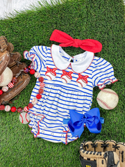 Baseballs & Stripes Classic Onesie: FINAL SALE