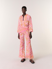 Patterned flowing linen shirt