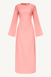 Cotton Linen Lace Up Back Maxi Dress - Summer Coral