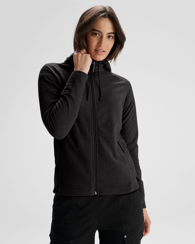 Women's Mt Aspiring Hooded Fleece Jacket - Black Stingray