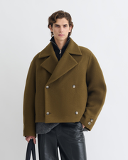 Hiroto - Cropped Felted Wool Peacoat - Wood