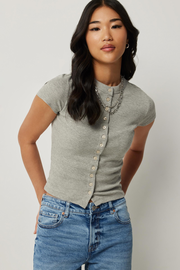 Button Up Crew Neck T-Shirt