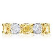 Five Stone Golden Yellow Cushion Cut Half Eternity Wedding Band For Women
