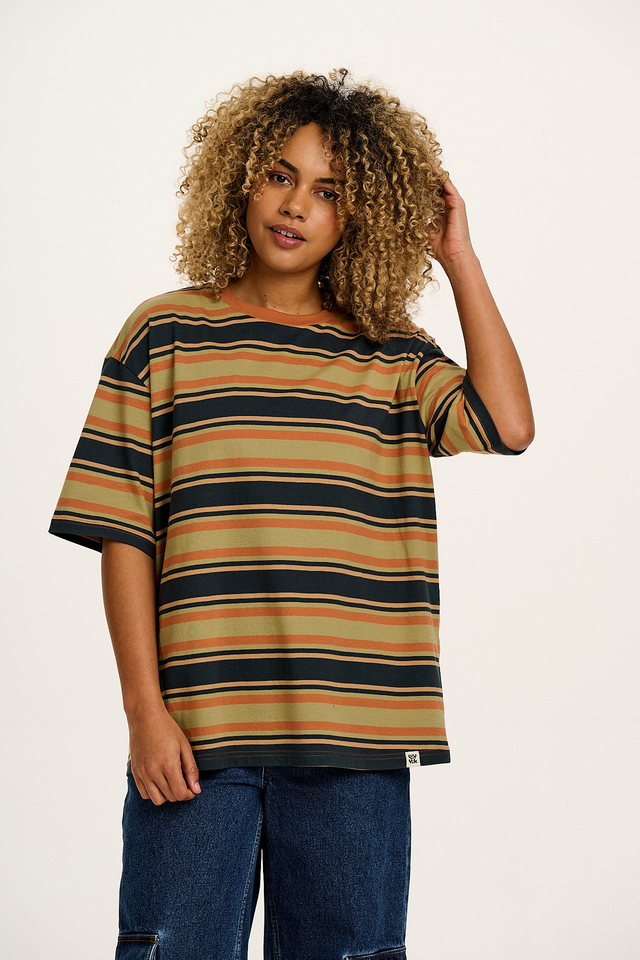 Benny - Oversized Cotton Tee in Midnight Stripe