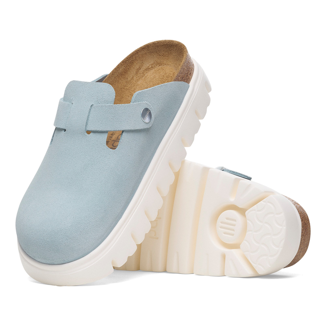 Birkenstock Baby Blue Boston Chunky Suede Leather Women's Clog Shoes N1029585