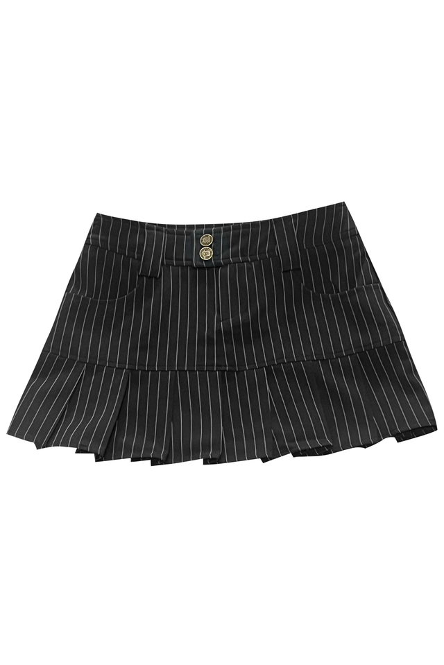 Drew Pinstripe Pleated Mini Skirt