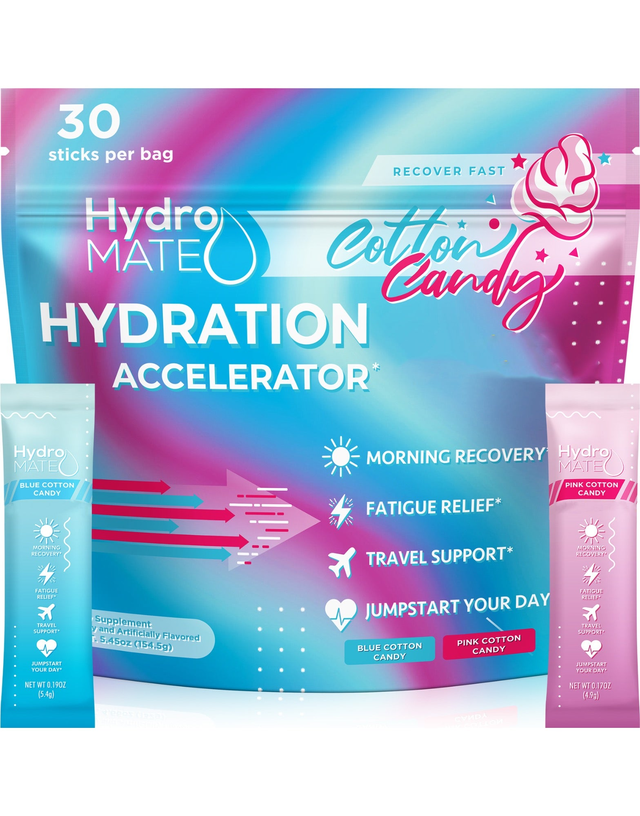 HydroMATE Electrolytes Cotton Candy Powder Packets