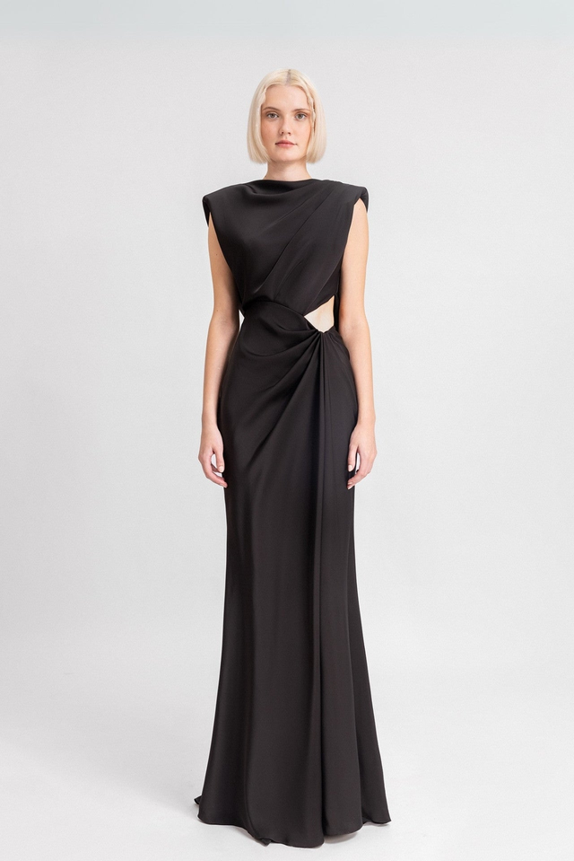 Black Column Evening Gown