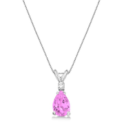 Pear Pink Sapphire & Diamond Solitaire Pendant Necklace 14k White Gold (0.75ct)