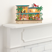 Laser Cut Wood Mid Century Vacation House LED Light Up Decor