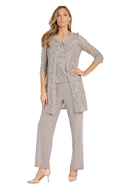 Lace Pantsuit with Pearl Neckline
