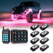 C4 4-Sided RGBW LED Rock Lights 8-16 Pods Bundle with P1Y RGB Switch Panel with Remote Control Range Up to 230FT, 6/8/12 Gang