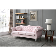 Pink Velvet Tufted Sofa HomeStock
