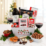 Happy Holidays Red Wine Gift Basket