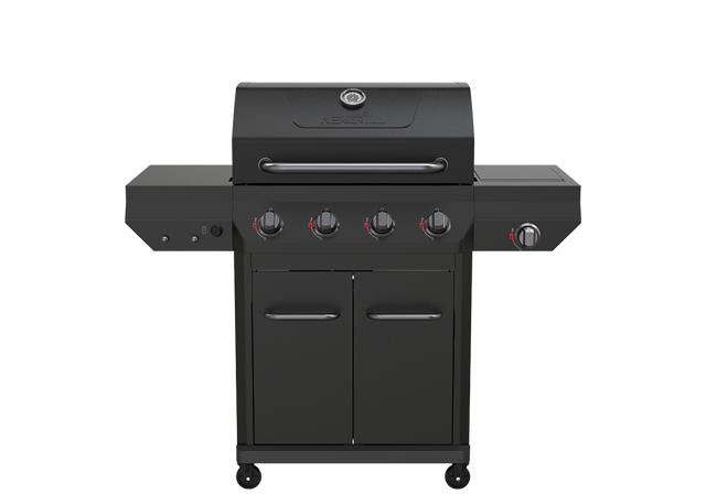 4-Burner Gas Grill with Side Burner in Black