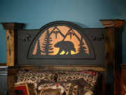 Barnwood Bear Silhouette Backlit Headboard
