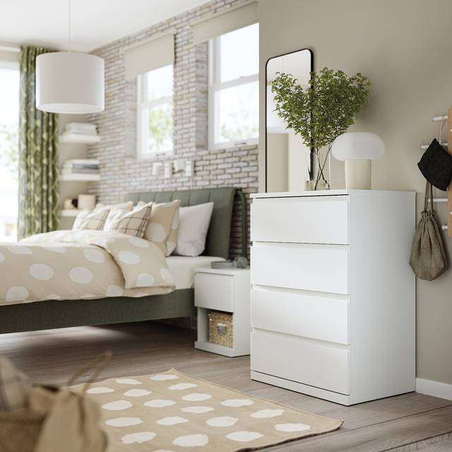 STORKLINTA 4-drawer chest - white/anchor/unlock function 27 1/2x18 7/8x38 5/8 "