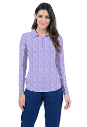 Leslie Print Adjustable Length Long Sleeve Polo