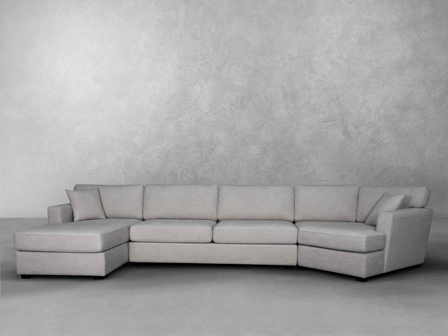 Elliot Fabric Cuddler Sectional - Light Gray