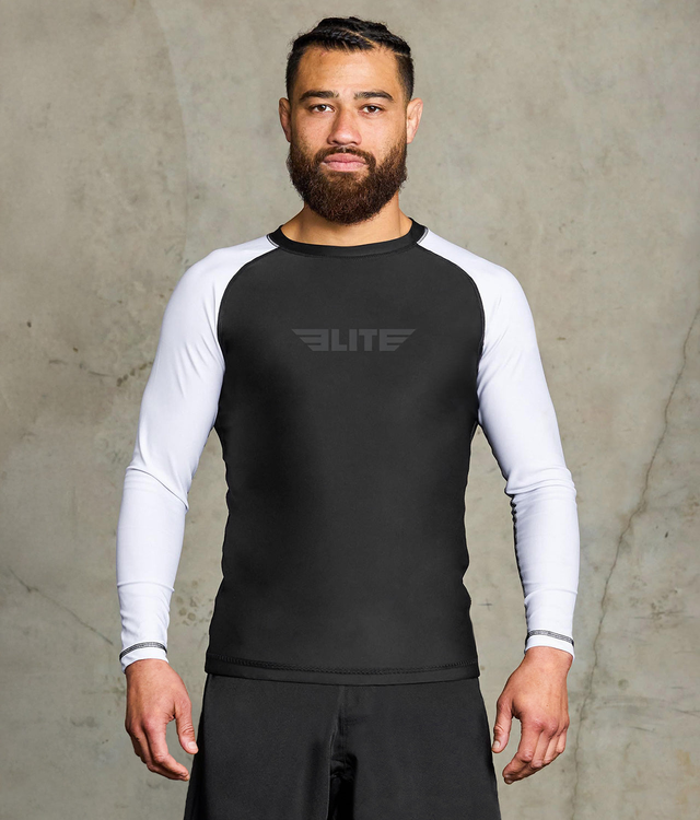 Standard White Long Sleeve No-Gi Mens BJJ Rash Guard