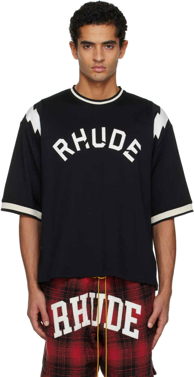 Black 'Rhude' Lightning Ringer Jersey T-shirt