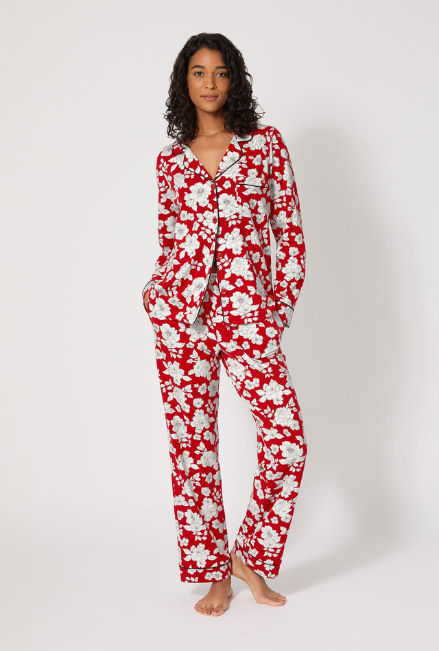 Floral Charm Long Sleeve Classic Stretch Jersey Pj Set