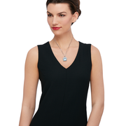 Larimar Paw Print Pendant Necklace in Sterling Silver. 18"