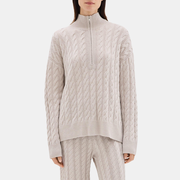 Wool-Cashmere Blend Cable Knit Half-Zip Sweater | Theory Outlet