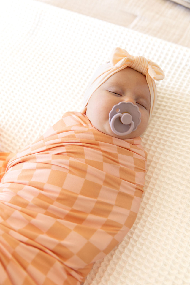 ORANGE + PEACH CHECKER | SWADDLE