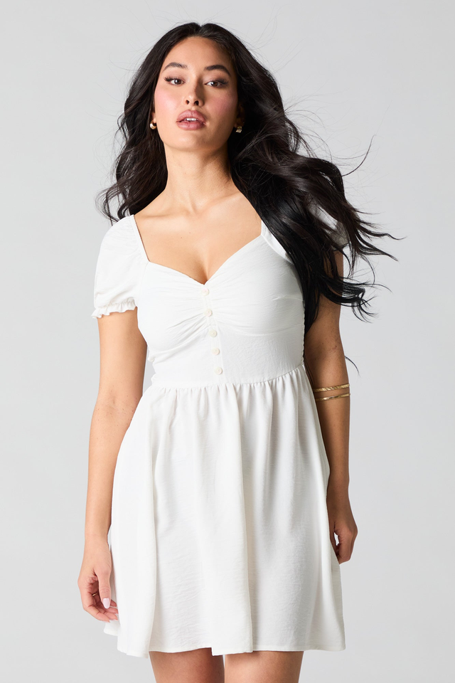 Flowy Button Front Mini Dress