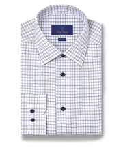 TBSP11808414 | Blue & Navy Textured  Check Dress Shirt