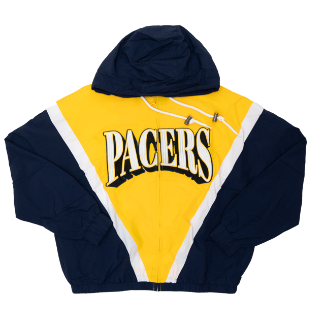 Women's Indiana Pacers Full-Zip Crinkle Hooded Windbreaker in Navy by WEAR By EA