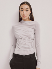 Iphis Draped Long Sleeve Top in Lavendula