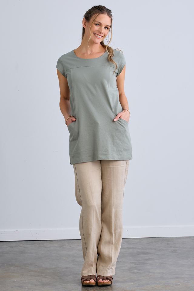 Women's Organic Cotton Cap Sleeve Tunic with Pockets