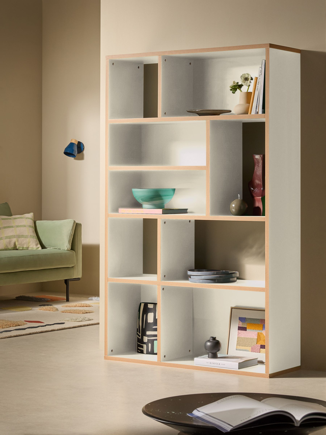 Zayla Wide Tall Shelving Unit in Grey