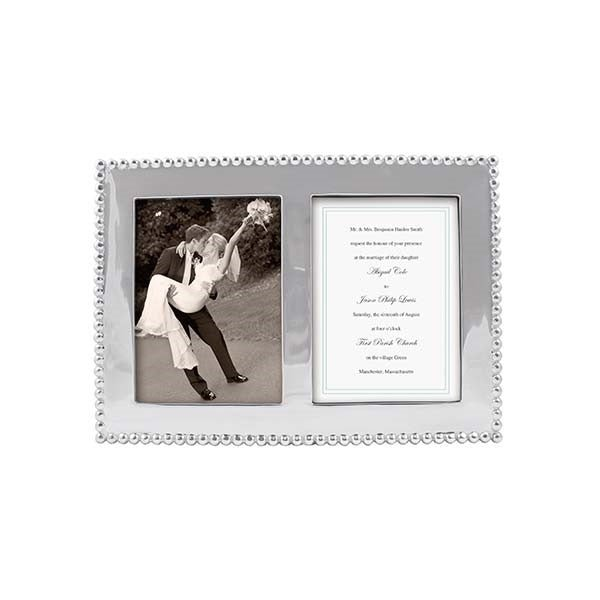 Pearled 5x7 Engravable Double Frame