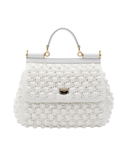 White Leather Sicily Handle Bag