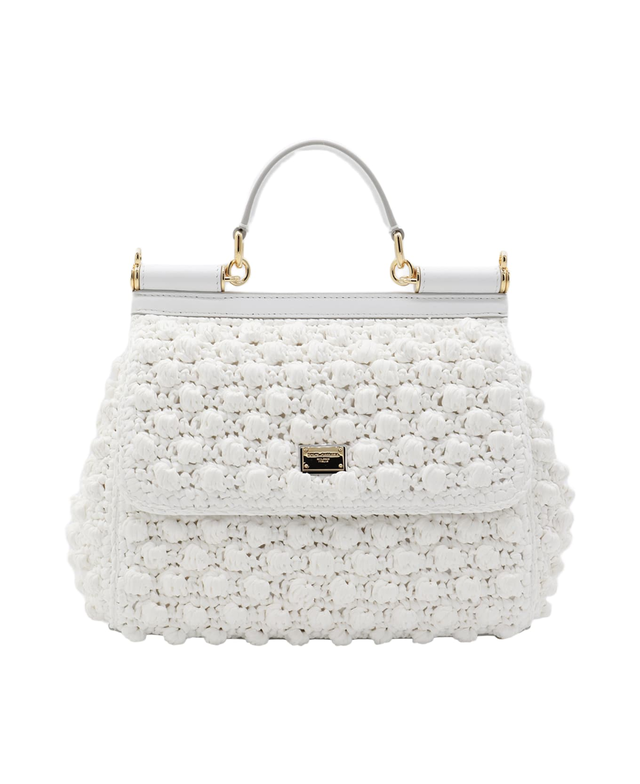 White Leather Sicily Handle Bag