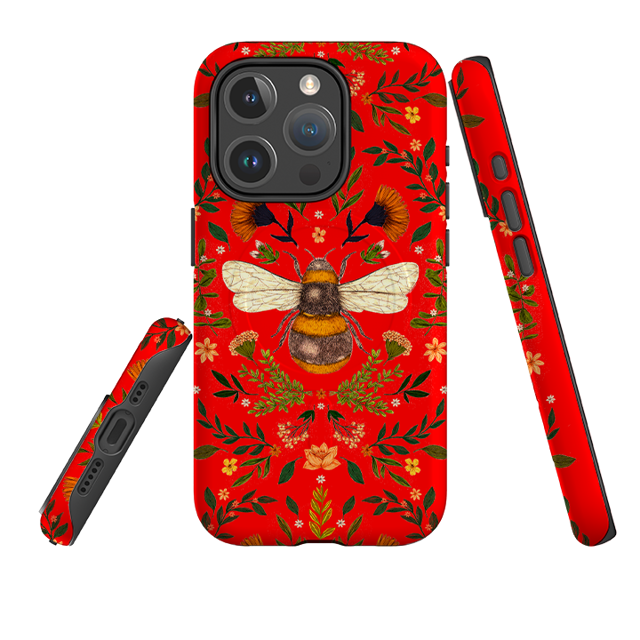 iPhone MagSafe Tough Case - Botanical Bee Red By Jade Mosinski