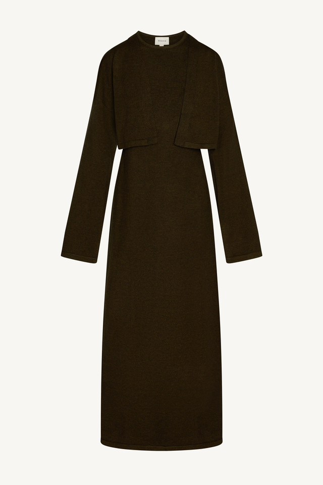 Knit Cardigan & Maxi Dress Set - Black Forest
