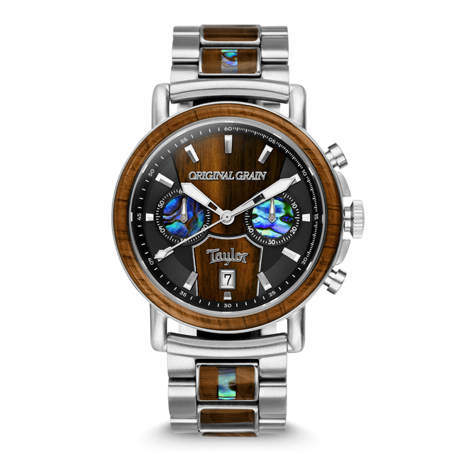 Limited Edition Cameroon Ebony Taylor Guitar Stainless Steel Chrono 44mm