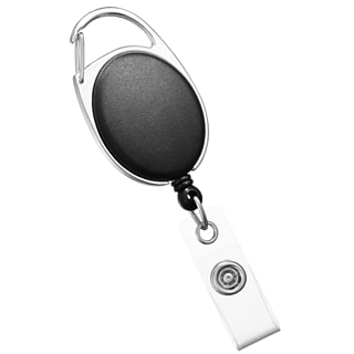 Staples Clip On Badge Reel, 30" Retractable Cord Length, Metal, Black (51910)