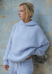 Unisex Knitted Hoodie - Powder Blue