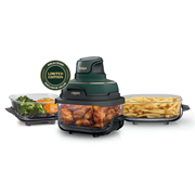 Ninja - Crispi® 5-in-1 Portable Glass Air Fryer Cooking System with 3 Glass Containers, Crisper Plates & Storage Lids - British Racing Green with Soft Gold Trim