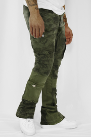 Green Leaf Stacked Denim (Olive)